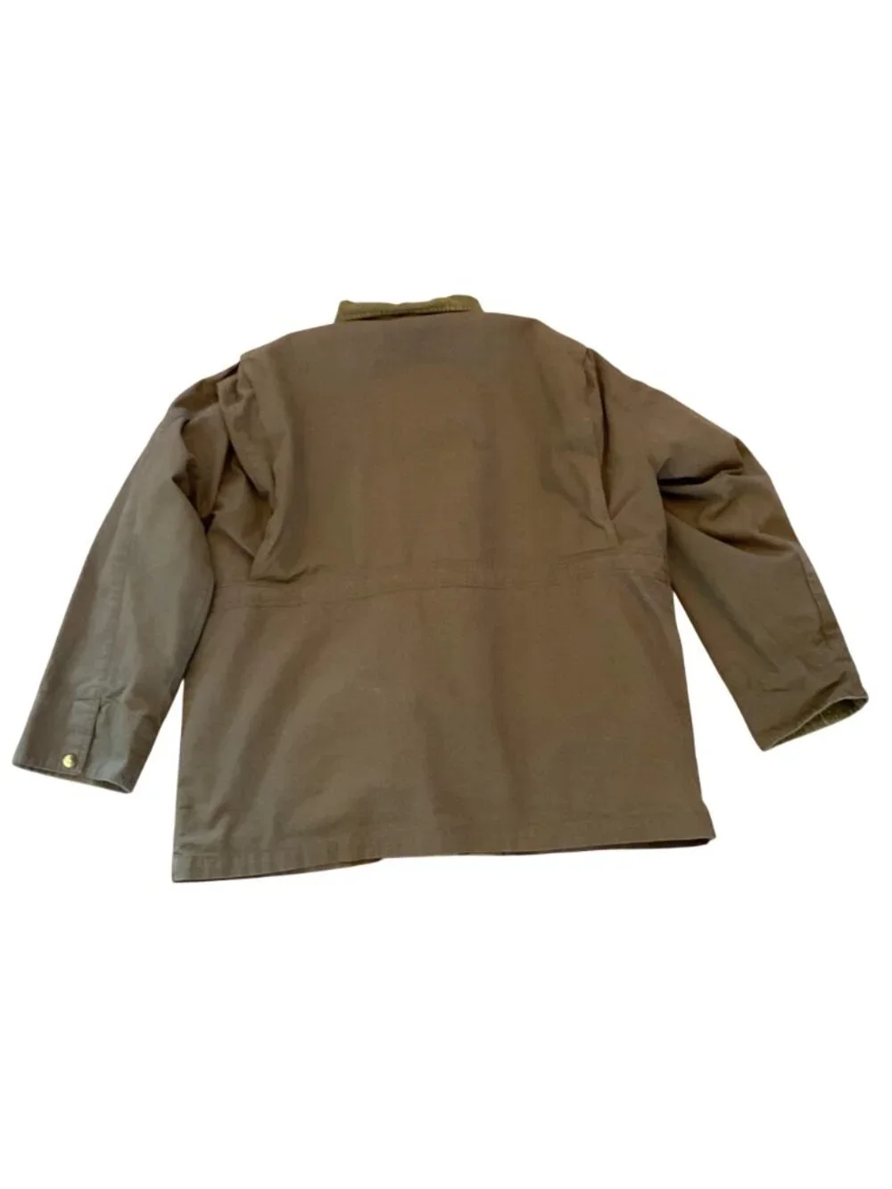 GreatLand Olive Green Field Coat Sz L With Plaid Removable Lining Cotton Nylon